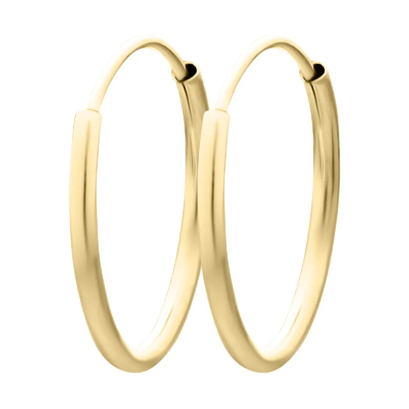 women chic earrings -Kiddie Kraft 14KT Yellow Gold 12MM Endless Hoop Earrings