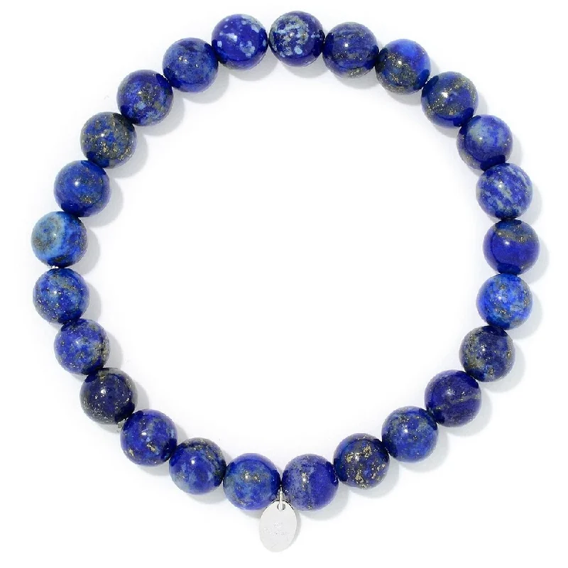 women affordable bracelets -Sterling Silver Lapis Beaded Stretch Bracelet