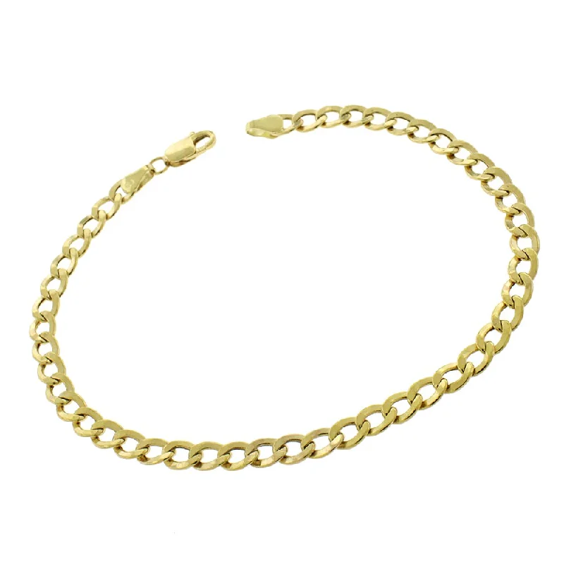 women customized bangles -10k Yellow Gold 4.5mm Hollow Cuban Curb Link Bracelet Chain 8", 8.5"