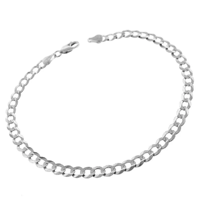 women men’s bracelets -14k White Gold 4.5mm Solid Cuban Curb Link Bracelet Chain 8"