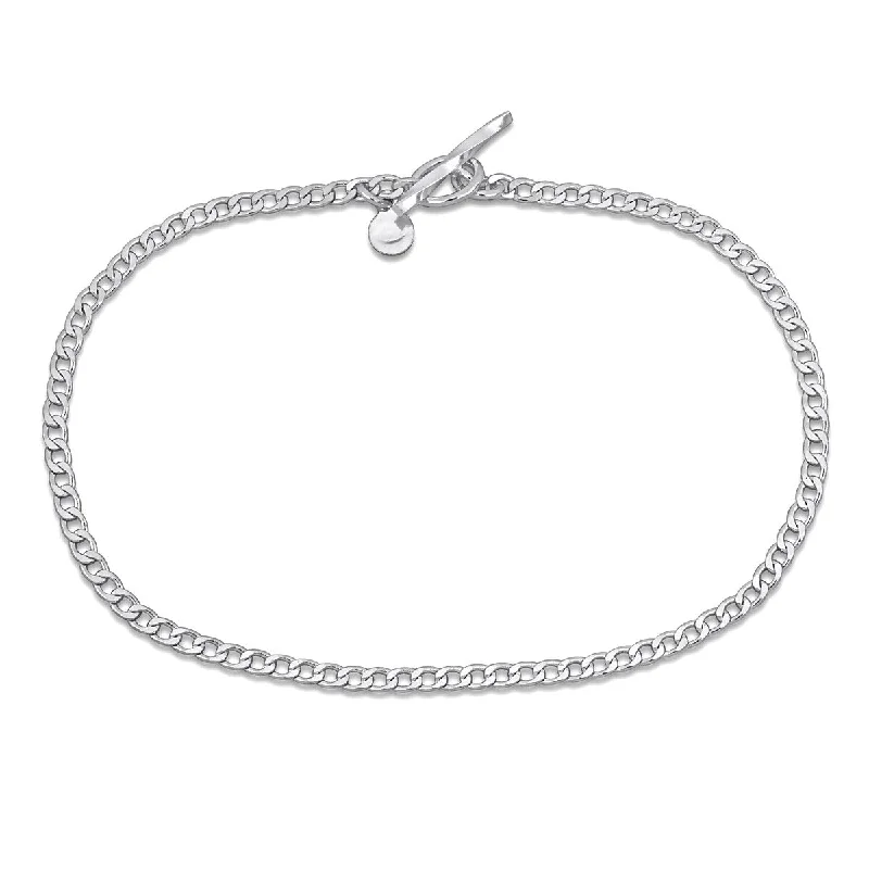 women elastic bracelets -Miadora 2.2mm Curb Link Bracelet Sterling Silver-7.5 in