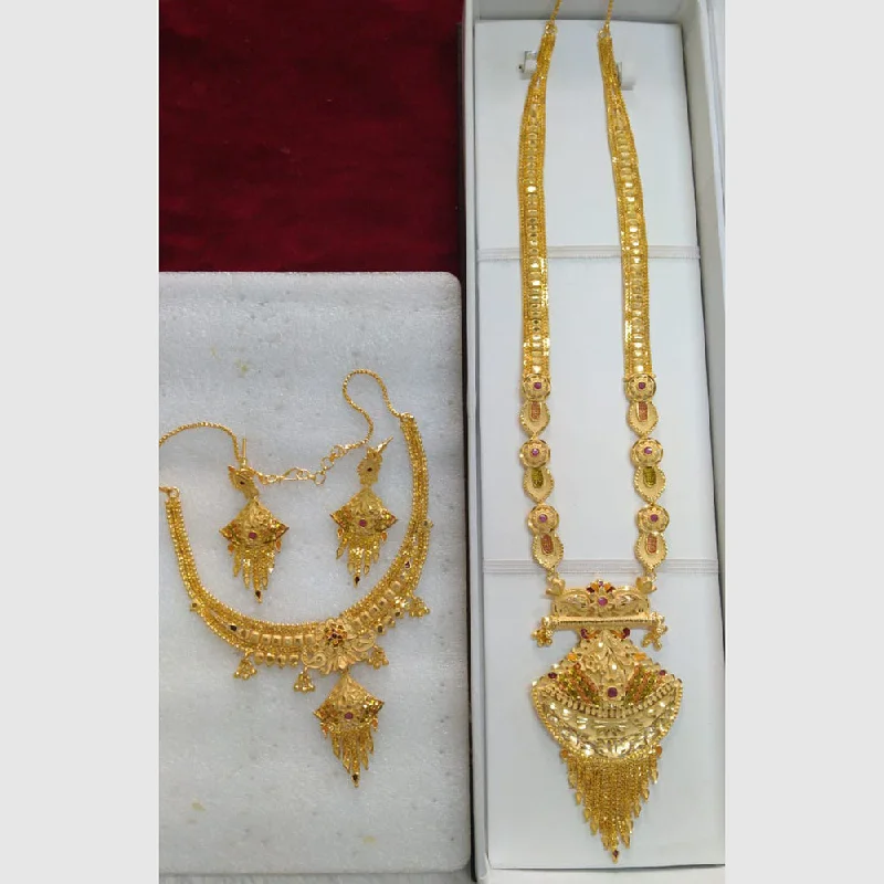 women long necklaces -Pari Art Jewellery Forming Gold Combo Necklace Set