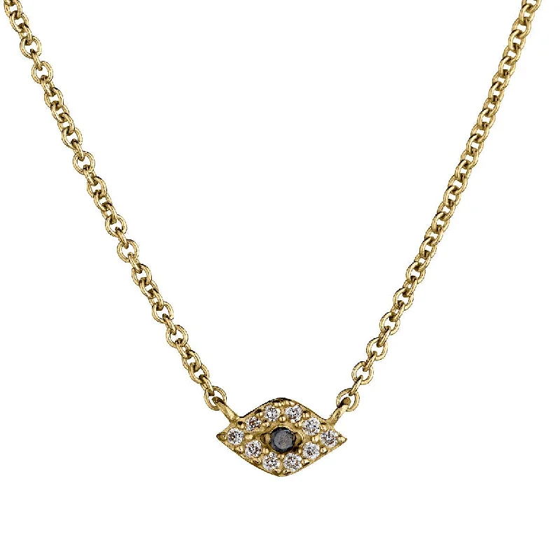 women eco-conscious necklaces -MINI EVIL EYE DIAMOND AND BLUE SAPPHIRE NECKLACE