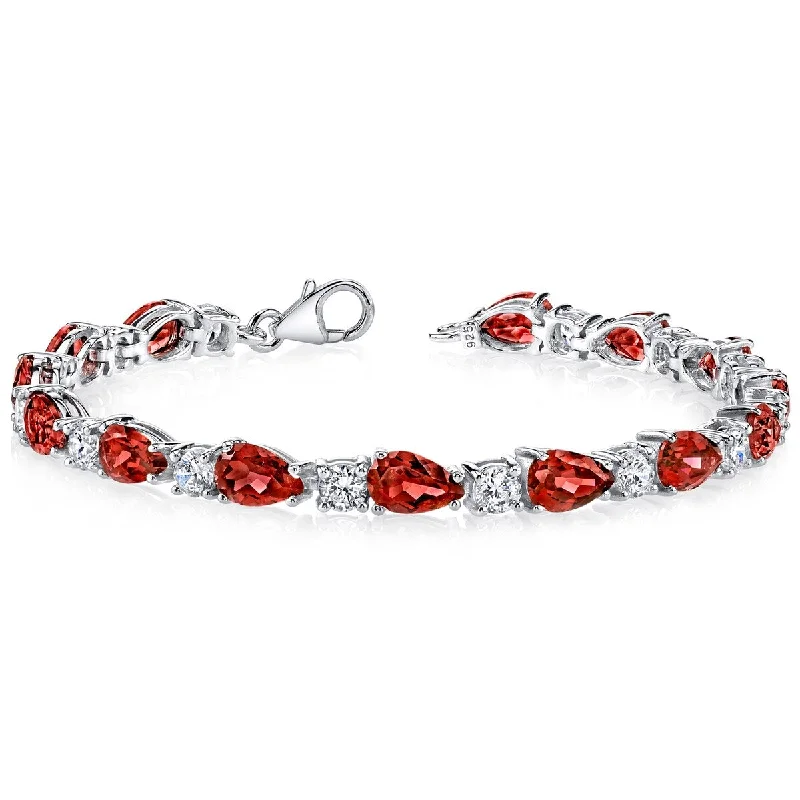 women charm bangle bracelets -13.75 ct Garnet Tennis Bracelet in Sterling Silver