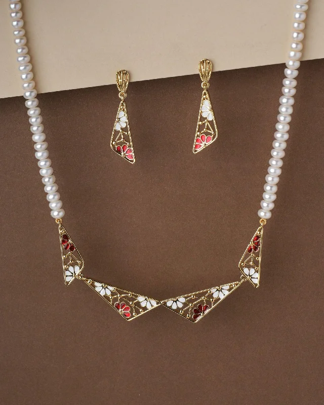 women stackable necklaces -Visionary Diva Pearl Necklace Set