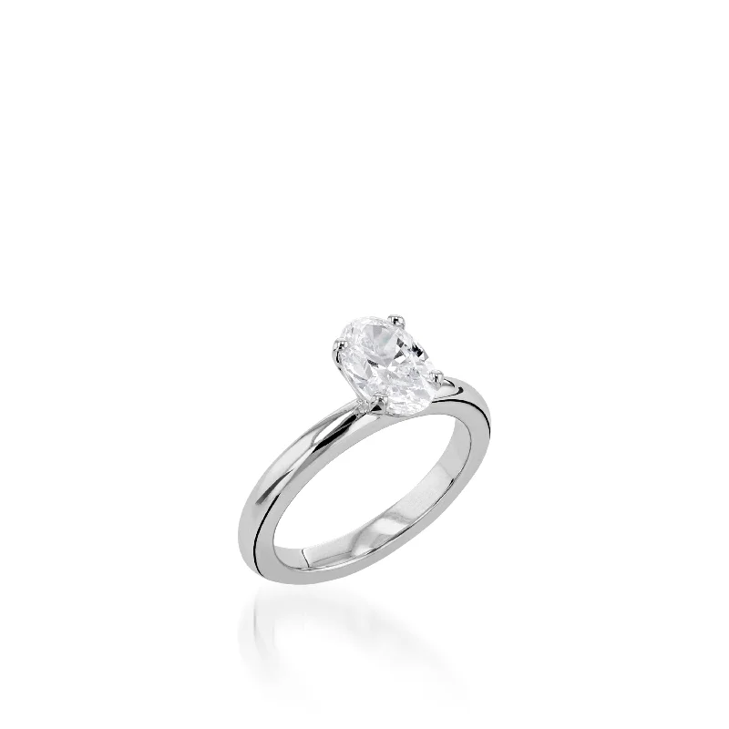 women vintage diamond engagement rings -Essence Solitaire Oval White Gold Engagement Ring