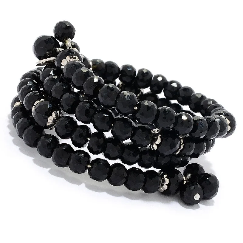 women elegant bracelets -Dallas Prince Sterling Silver Gemstone Bead Wraparound Coil Bracelet