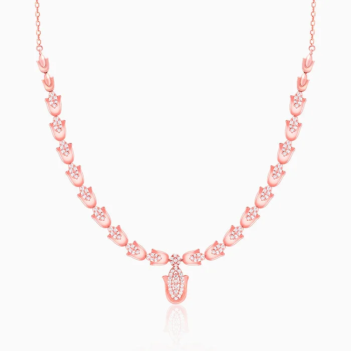 women trendy necklaces -Rose Gold Classic Hamsa Necklace