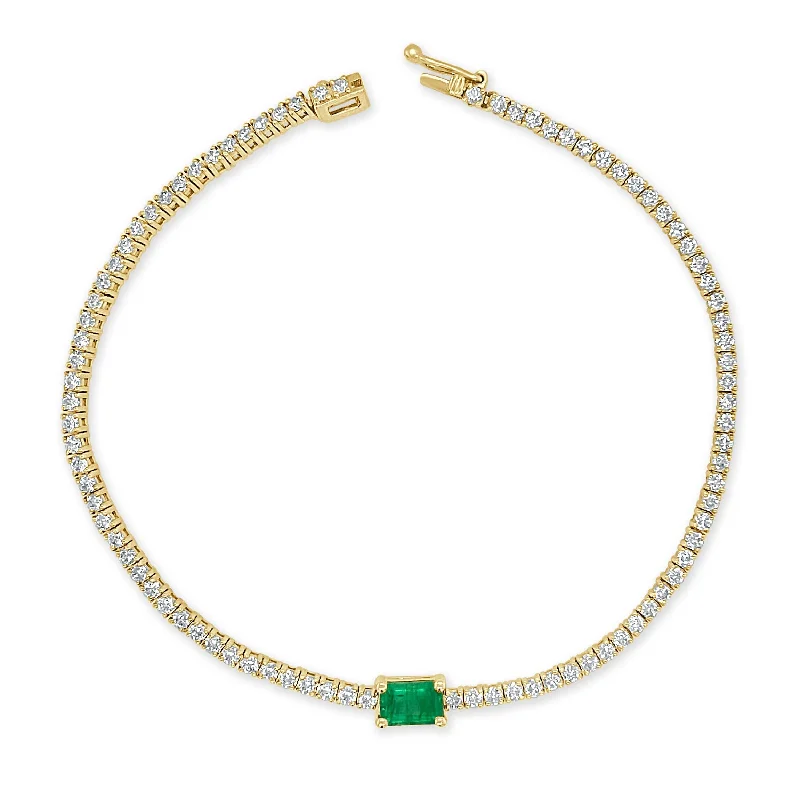 women elegant bracelets -Joelle 14K Gold Emerald & Diamond Tennis Bracelet