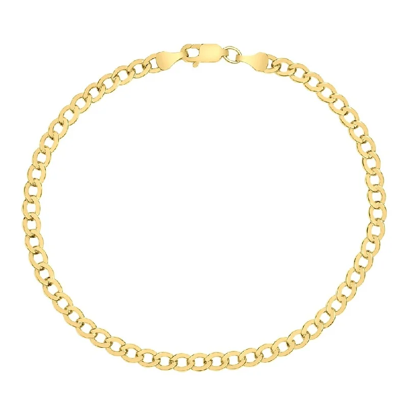 women thick bangles -14K Yellow Gold Filled 4.1MM Curb Link Bracelet with Lobster Clasp