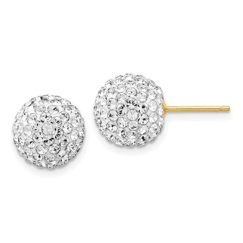 women oversized earrings -14KT Yellow Gold Crystal 10MM Ball Stud Earrings