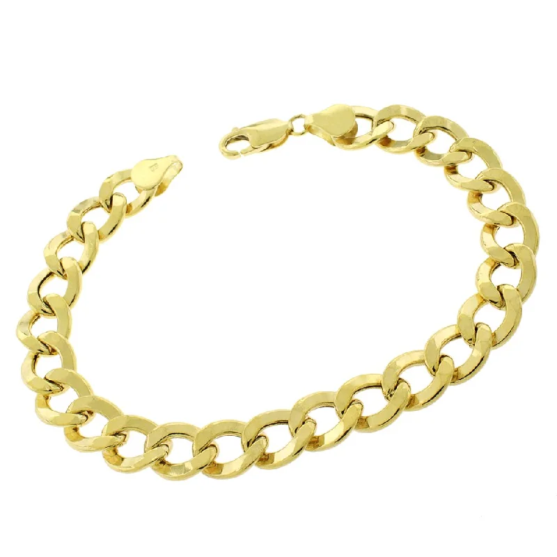 women luxury bracelets -10k Yellow Gold 9.5mm Hollow Cuban Curb Link Bracelet Chain 8.5"