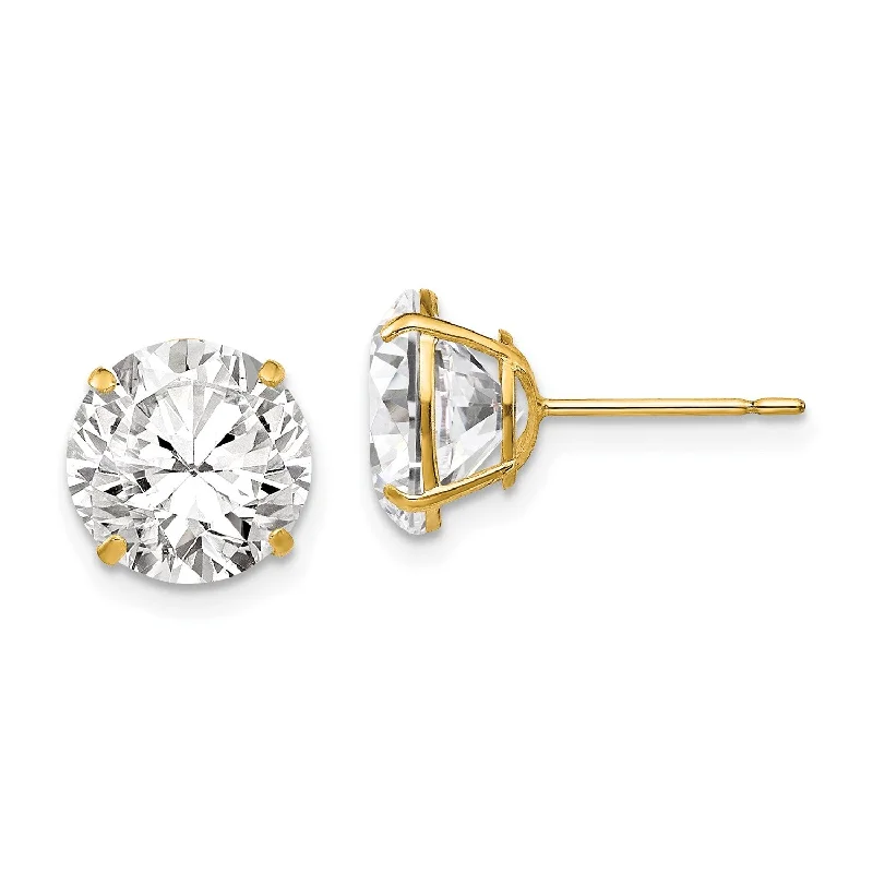 women luxury earrings for women -14KT Yellow Gold 9MM Round Cubic Zirconia Stud Earrings