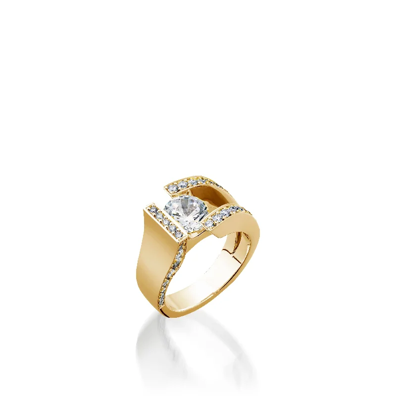 women vintage engagement rings -Elevate Yellow Gold Diamond Ring