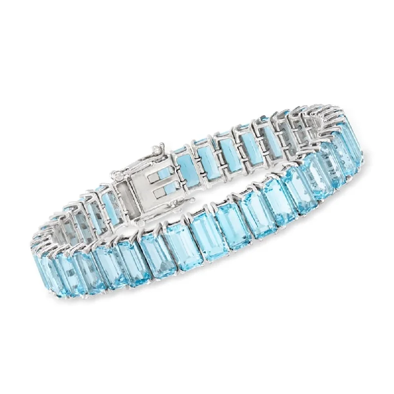 women chain bracelets -925 Sterling Silver Sky Blue Topaz Gemstone Tennis Bracelet