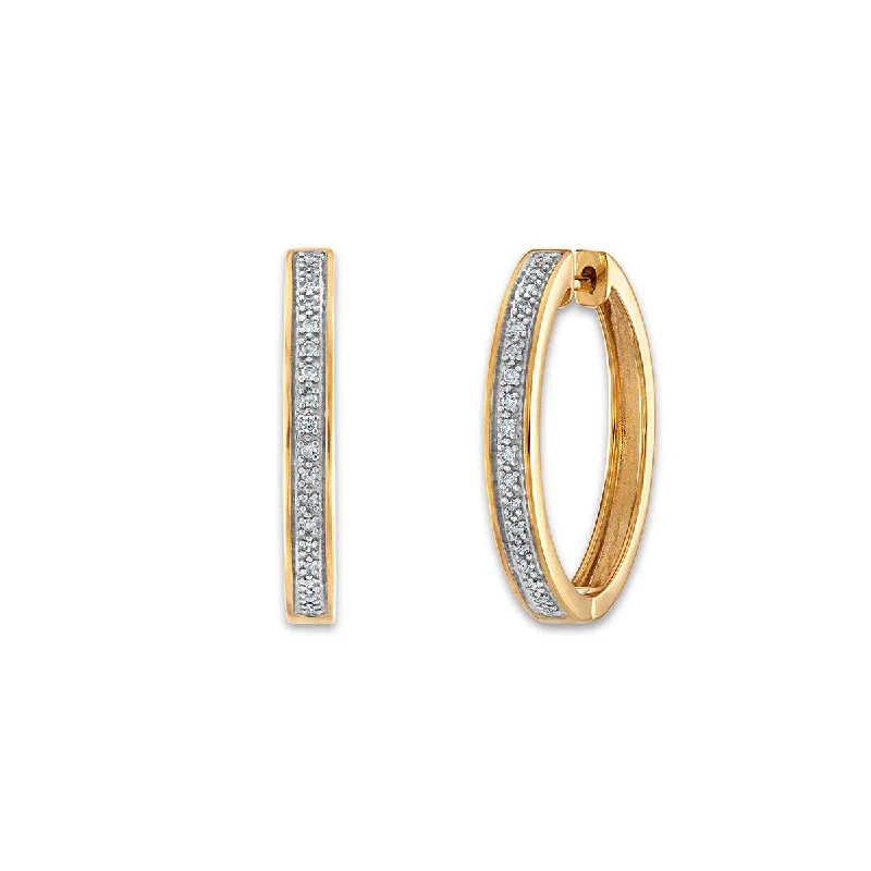 women everyday earrings -1/10 CTW Diamond Hoop Earrings in 10KT Yellow Gold Plated Sterling Silver