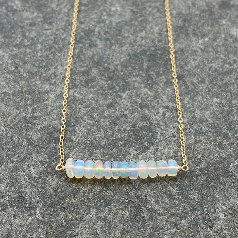 women geometric necklaces -October Birthstone OPAL - Branch Necklace