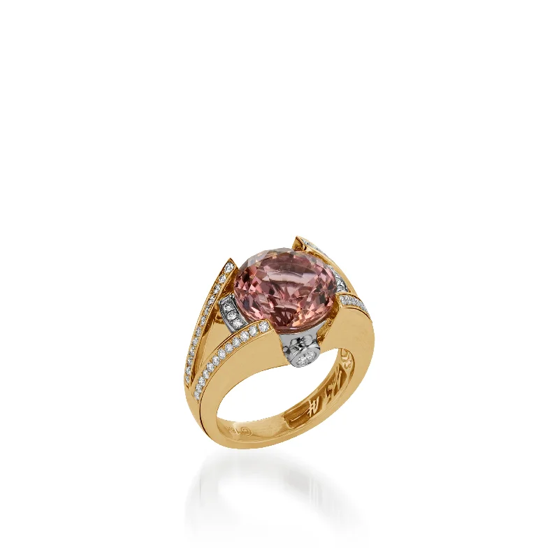 women exclusive engagement rings -Signature Round Autumn Tourmaline and Diamond Ring