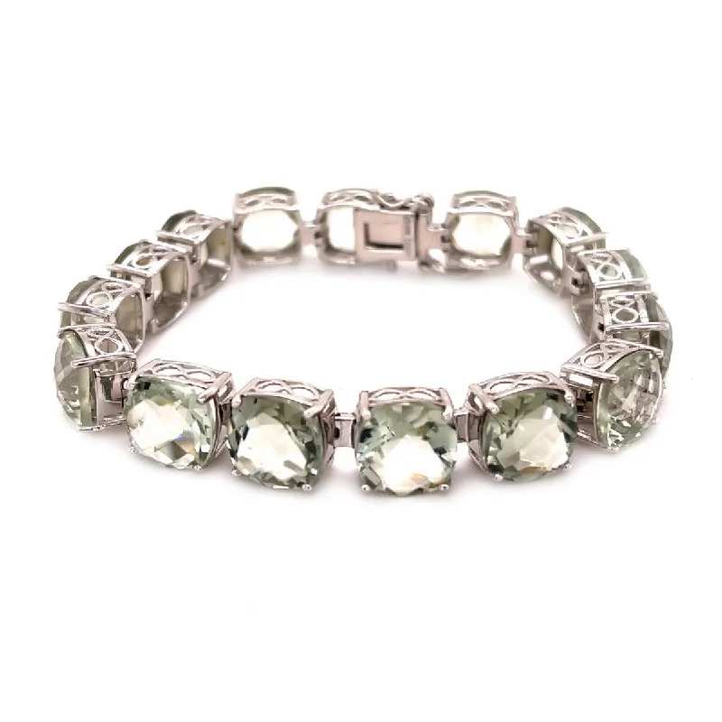 women infinity bangles -925 Sterling Silver Green Amethyst Gemstone Tennis Bracelet