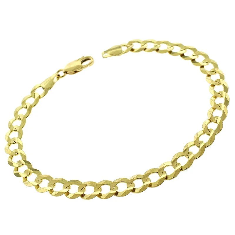 women men’s leather bracelets -10K Yellow Gold 7MM Solid Cuban Curb Link Bracelet Chain 8.5", Gold Bracelet for Men & Women, 100% Real 10K Gold