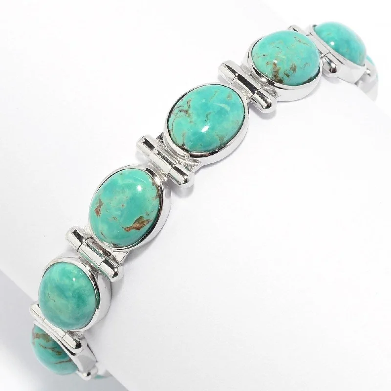 women handmade bracelets -Sterling Silver Choice of Length Tyrone Turquoise Bracelet