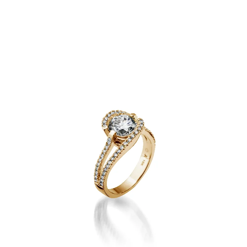 women gemstone engagement rings -Bellissima Pave Diamond Yellow Gold Engagement Ring