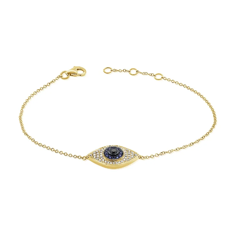 women pearl bangles -Joelle Evil Eye s Bracelet Sapphire & Diamond 14K Yellow Gold