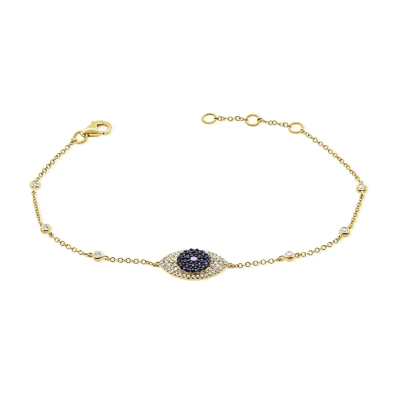 women friendship bracelets -Joelle Evil Eye Bracelet Diamond & Sapphire 14K Yellow Gold