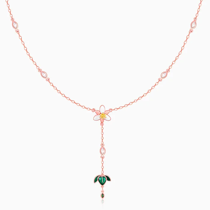 women high-quality necklaces -Rose Gold Trillium Treasures Lariat Necklace