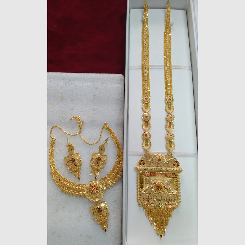 women eternity necklaces -Pari Art Jewellery Forming Gold Combo Necklace Set