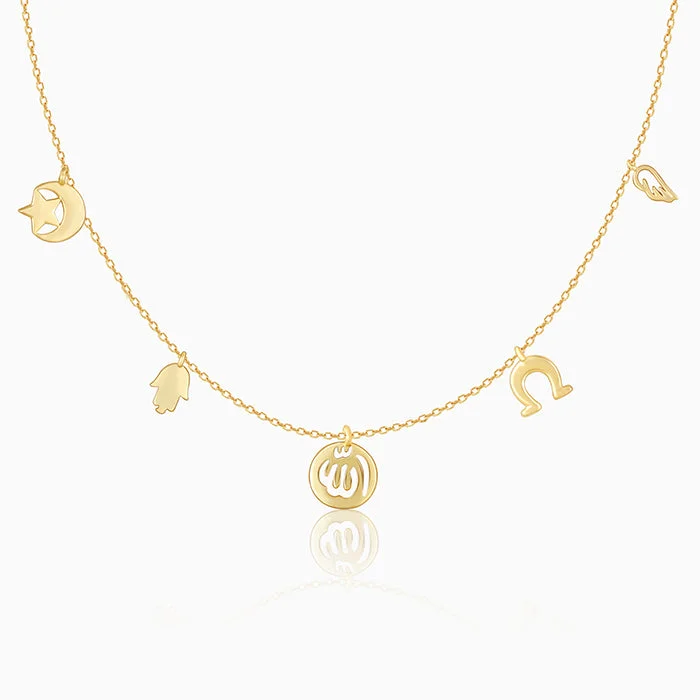 women geometric chain necklaces -Golden Talisman Necklace