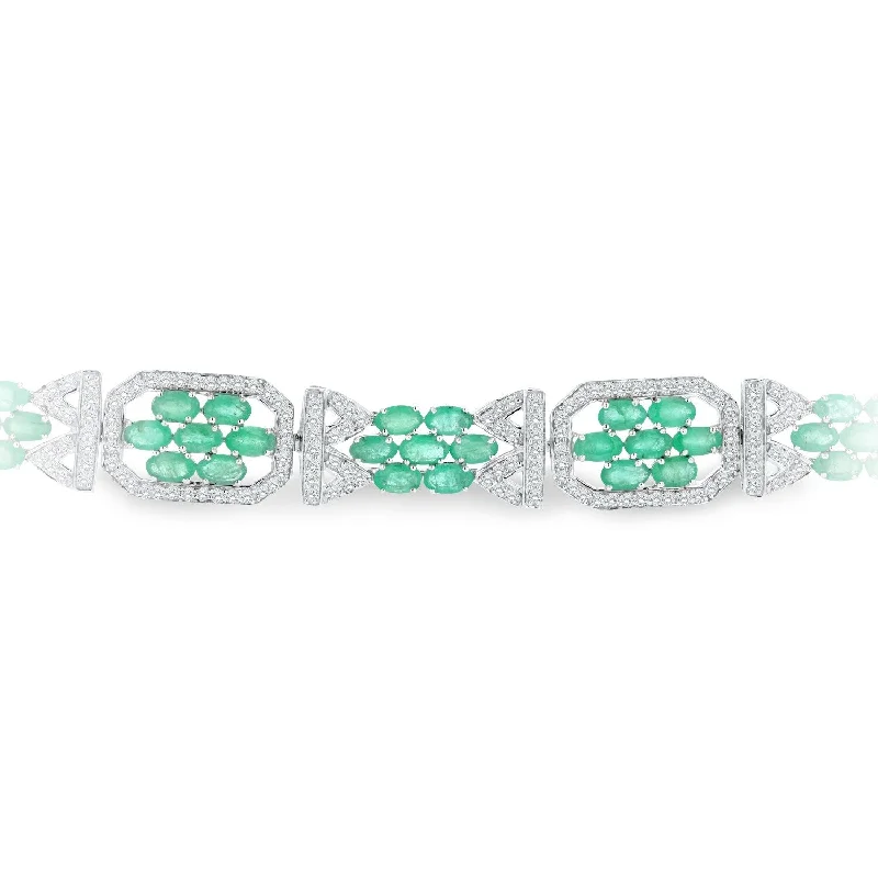 women gold tennis bracelets -Auriya 14k Gold 11 1/8 Emerald and 2 1/2ct TDW Diamond Bracelet - Green