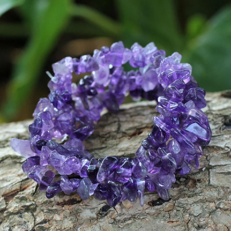 women bracelets -Handmade Set of 3 Amethyst 'Wonders' Stretch Bracelets (Brazil)