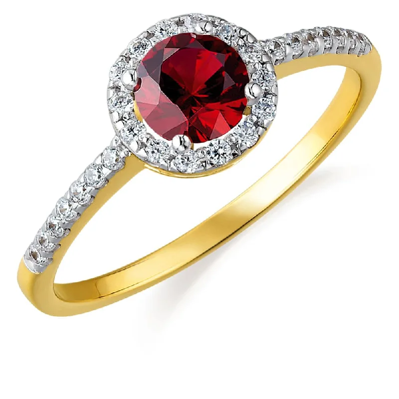 women classic rings -Tru-Ruby Posh Halo Ring