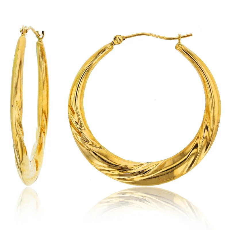 women gold dangle earrings -14KT Yellow Gold 3X34MM Hoop Twist Earrings