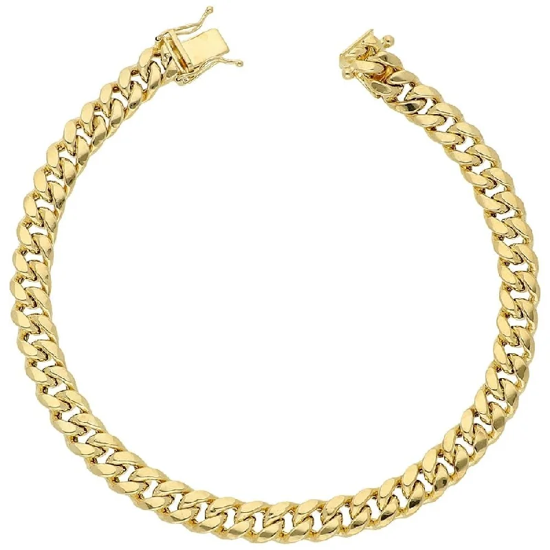 women contemporary bangles -10K Yellow Gold 7MM Hollow Miami Cuban Curb Link Bracelet Chain 8.5", Gold Bracelet for Men & Women, 100% Real 10K Gold