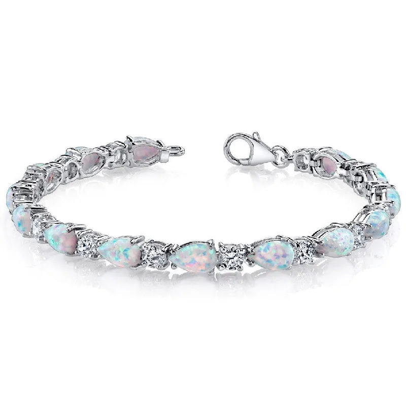 women rose gold bracelets -10 ct Opal Tennis Bracelet in Sterling Silver