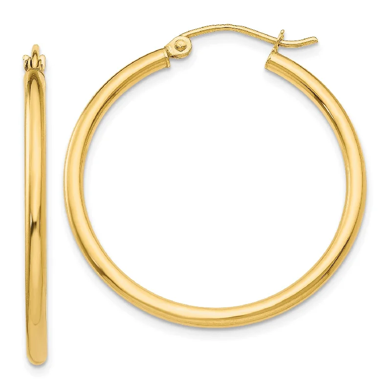 women crystal earrings -14KT Yellow Gold 30X2MM Hoop Earrings