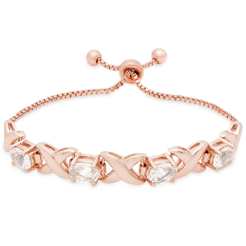 women bangle bracelets -Dolce Giavonna Rose Gold Overlay Morganite Adjustable Slider Bracelet