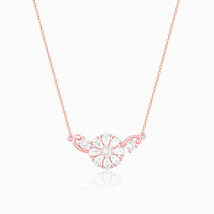 women dainty necklaces -Rose Gold Floral Necklace