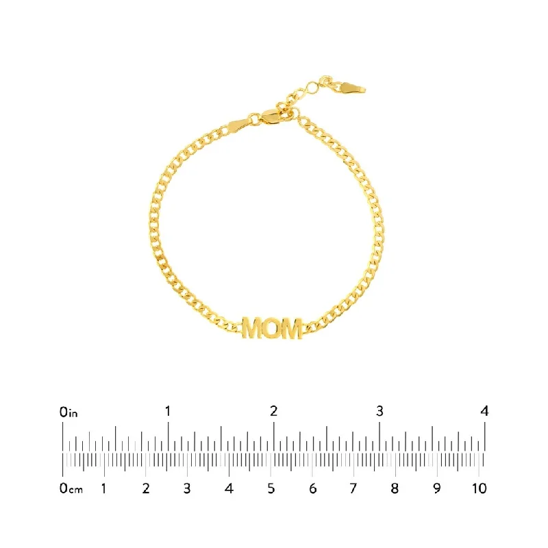 women affordable bracelets -Curata 14k Yellow Gold 7.25" Adjustable MOM Plate Bracelet