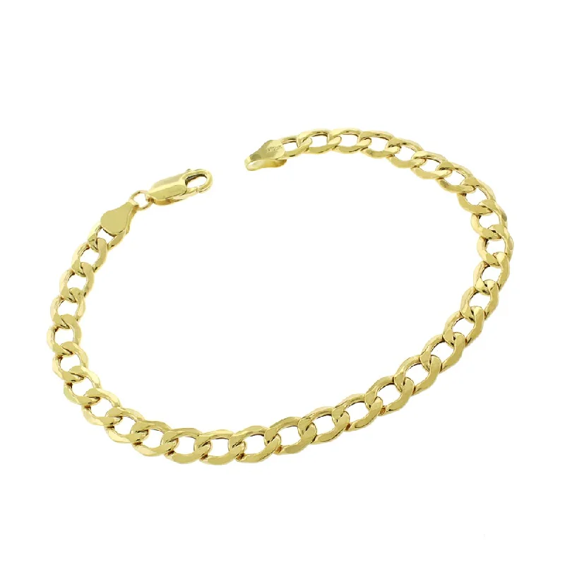 women personalized bracelets -10k Yellow Gold 6.5mm Hollow Cuban Curb Link Bracelet Chain 8.5"