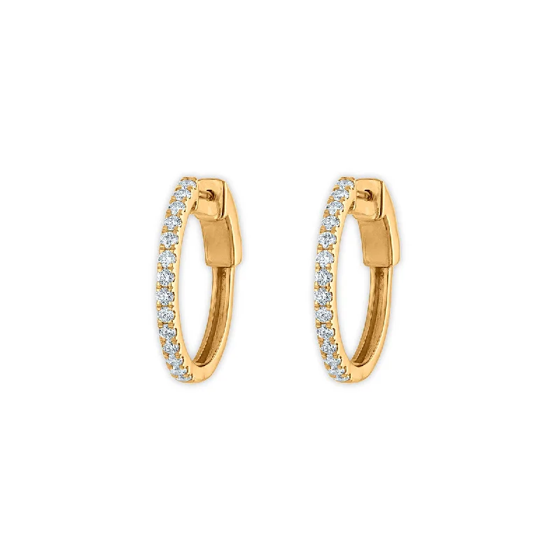 women hoop earrings for women -EcoLove 1/2 CTW Lab Grown Diamond Hoop Earrings in 10KT Yellow Gold