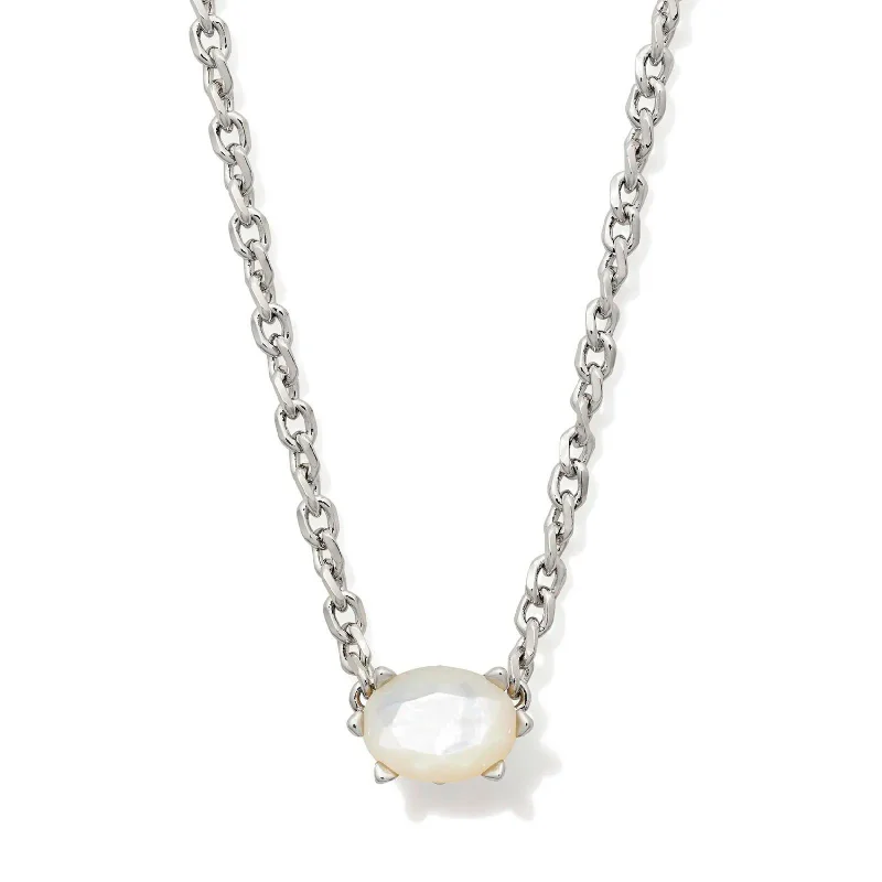 women one-of-a-kind necklaces -Kendra Scott | Cailin Silver Pendant Necklace in Ivory Mother-of-Pearl