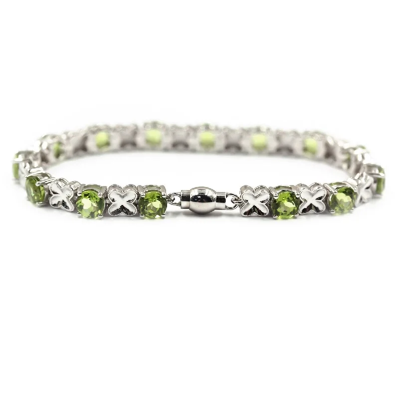 women gold tennis bracelets -925 Sterling Silver Peridot Bracelet