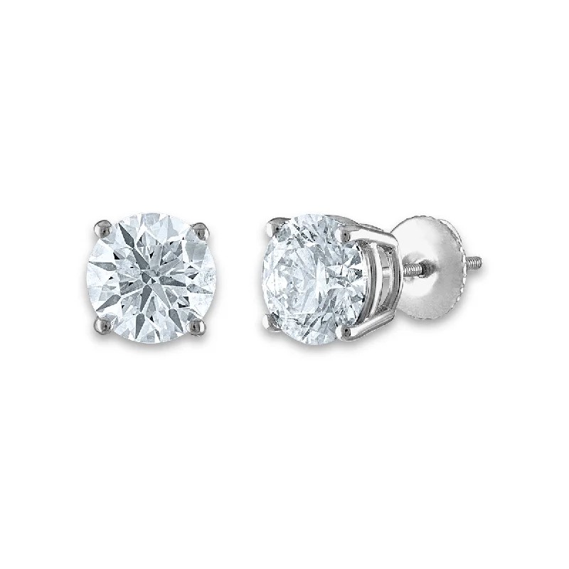 women dazzling earrings -Signature Certificate EcoLove 2-1/2 CTW Round Lab Grown Diamond Solitaire Stud Earrings in 14KT White Gold