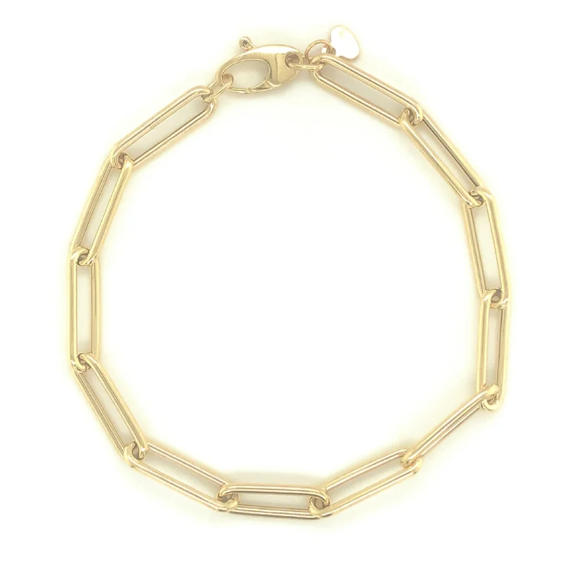 women diamond bracelets -Joelle Gold Link Paperclip Bracelet 14K Yellow Gold Made in Italy 16.8x4.8mm 7"