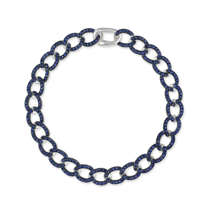 women chic bracelets -Joelle Sapphire Link Bracelet 14K White Gold 3.27 CT TGW