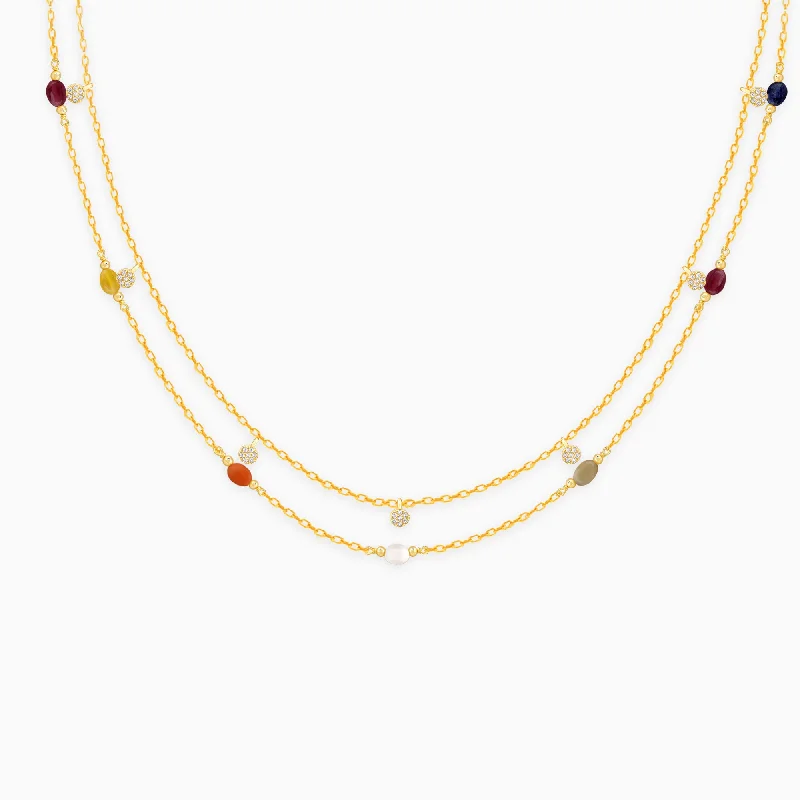 women luxury gold necklaces -Golden Vivid Beaded Necklace