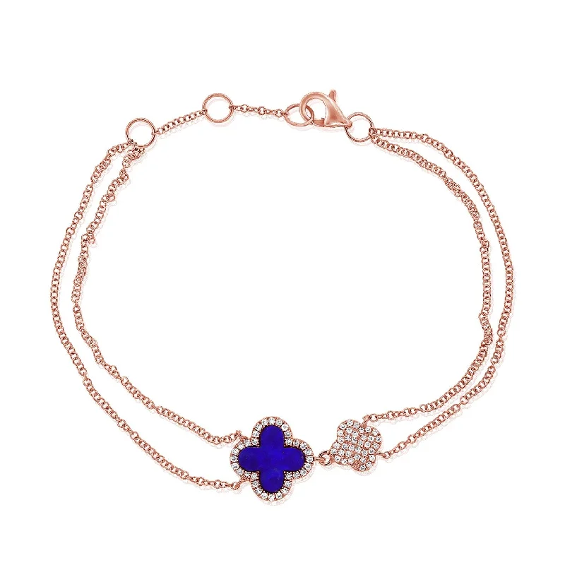 women trendy bracelets -Joelle Flower Bracelet Lapis & Diamond 14K Rose Gold